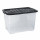 65 Litre Clear Box with Black Lid